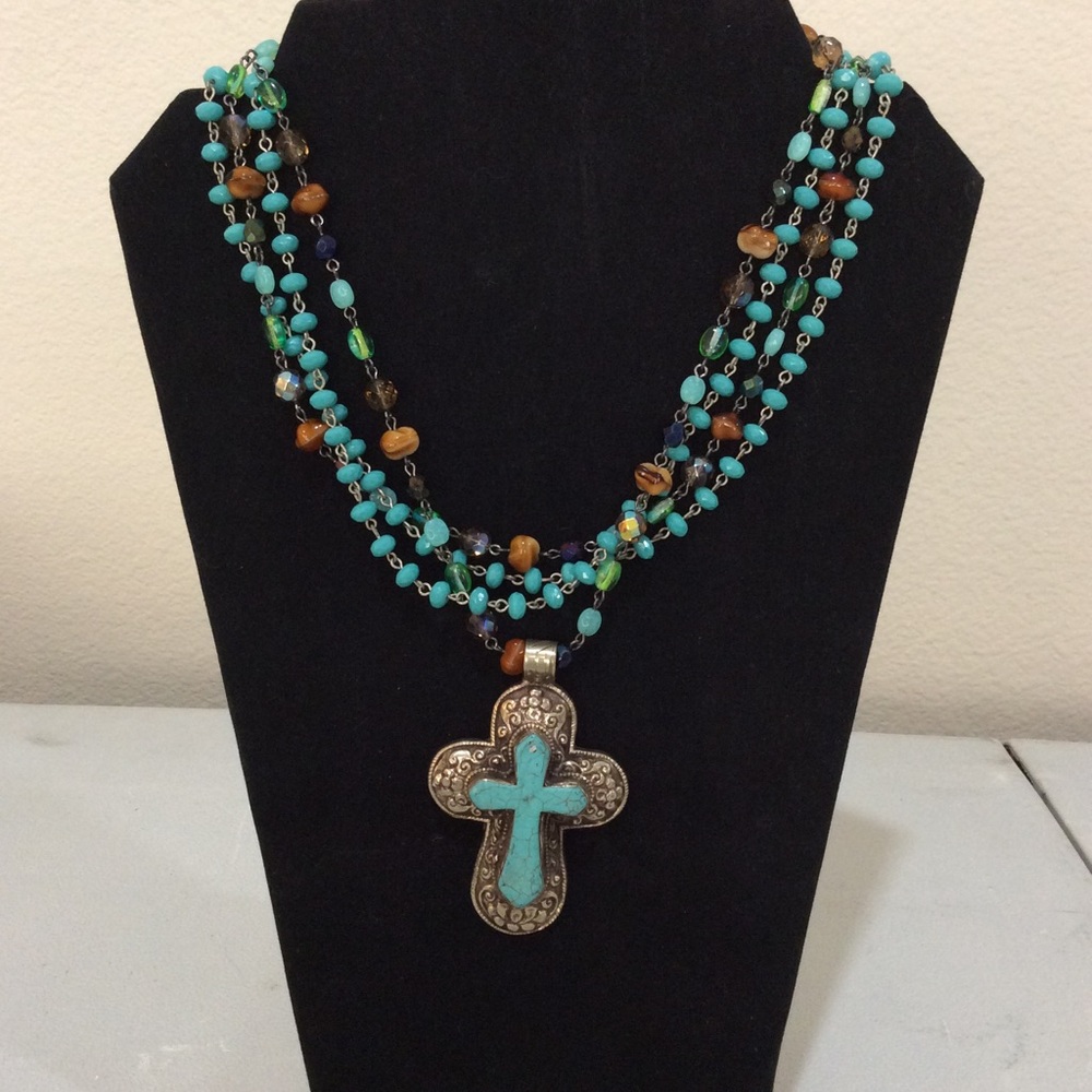 Turquoise cross necklace